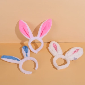 Serre-tête Oreilles de Lapin en Peluche de Pâques Accessoires de Déguisement de Cosplay pour Femmes Filles