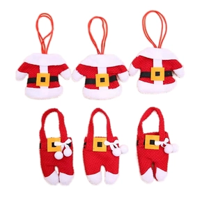 6-piece Christmas silverware holder set with mini red shirts and pants for holiday tables