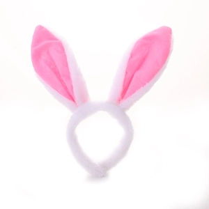 Serre-tête oreilles de lapin en peluche rose et blanc pour fête de Pâques et cosplay