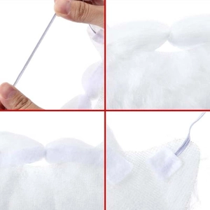 Barba di Babbo Natale in peluche bianco con elastici e fodera in rete traspirante
