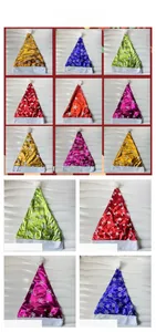 Collection of shiny Christmas hats with festive prints and white plush trim details