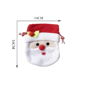 Detailed dimension view of Santa Claus drawstring gift bag measuring 14cm by 16cm
