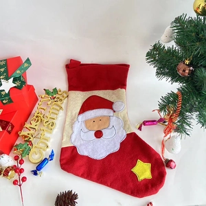 Large non-woven Christmas stocking with Santa Claus applique and gift bag design