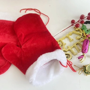 Gants de Noël en peluche rouge et blanc pour adultes et enfants accessoires de fête festifs
