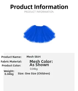 Detail view of electric blue tiered mesh tutu skirt with elastic waistband for kids