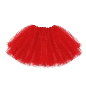 Kids vibrant red layered mesh tutu skirt with elastic waistband for dance and ballet