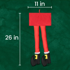 Jambes d'elfe de Noël rouges de 26 pouces pour décoration avec bottes noires et bordure en fourrure