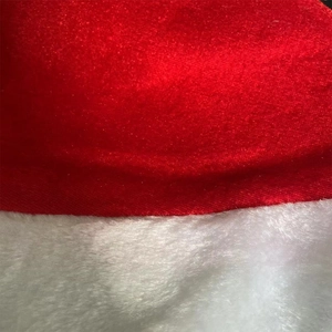 Classic red velvet Christmas hat with soft white plush trim for holiday festive outfits