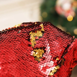 Cappello di Natale con corna di renna e paillettes reversibili rosse e oro per feste