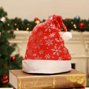 Bonnet de Noël en Velours Motif Flocon de Neige Doré Argenté Décoration de Fête de Vacances Accessoire de Tête Festif