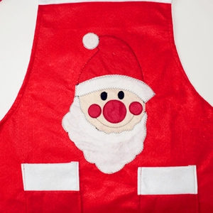 Christmas Santa Claus apron with two white pockets and festive felt embroidery decoration