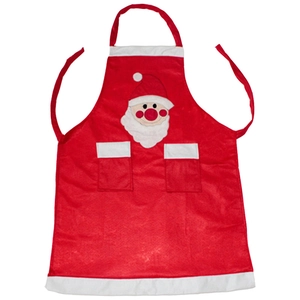 Christmas Santa Claus apron with red and white design and dual front pockets for kitchen decor