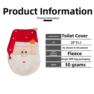 Detailed view of Santa Claus toilet lid cover with 28x35.5cm size and soft brushed fabric