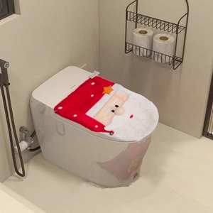 Christmas Santa Reindeer Elf Snowman Toilet Seat Cover And Floor Mat Decoration Festive Holiday Bathroom Home Decor