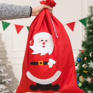 Large Christmas Santa gift sack with drawstring closure for holiday decorations