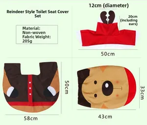 Detail view of elk toilet set with dimensions for tank cover, mat, and lid cover