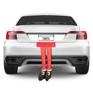 Décoration de voiture jambes de lutin de Noël avec cloches sur le coffre