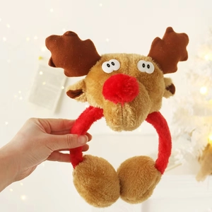 Christmas Reindeer Antlers Headband With Red Nose Cartoon Pudding Cake Hair Band Party Props Festive Costume Accessories