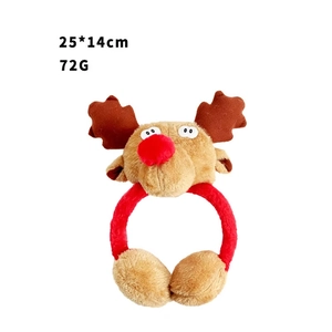 Christmas reindeer plush headband with cute brown antlers and red nose hair accessories