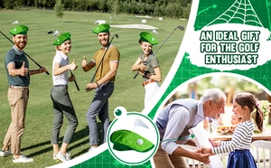 Creative golf themed green beret hat with miniature flag and ball for party costume