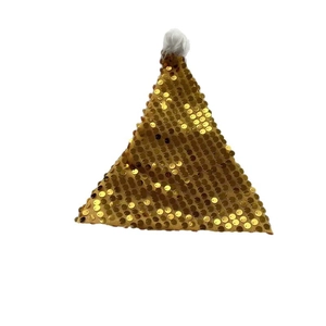 Chapeau de fête de Noël à paillettes dorées avec pompon blanc pour les célébrations