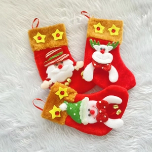 Décorations de Chaussettes de Noël Pendentif Suspendu pour Sapin de Noël Mini Tissu Écossais Père Noël Bonhomme de Neige Renne
