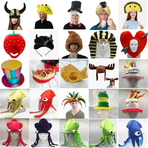 Funny Quirky Octopus Strawberry Taco Plush Hats For Birthday Halloween Party Decorations Creative Soft Headgear Adult Kids