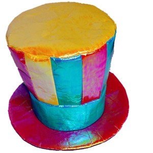 Detailed view of tricolor party hat with metallic finish for festive events
