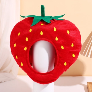Cute Strawberry Plush Hat Funny Fruit Headgear For Party Performance Photo Props Red Soft Velvet Costume Cap Accessories