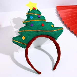 Weihnachts-Haarreif mit grünem Filzbaum, bunten Punkten und einem goldenen Stern