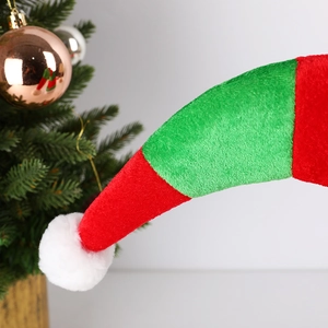 Chapeau de Noël créatif rouge et vert avec pompon blanc pour costume de fête de Noël