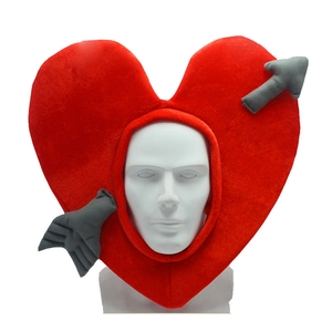 Red plush heart headwear with Cupid's arrow design for creative party costumes