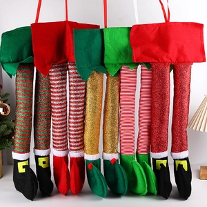 Weihnachten Elfenbeine Hängedekoration Für Auto Kofferraum Zuhause Lustige Gefüllte Elfenfüße Plüsch Ornamente Gestreift Kariert