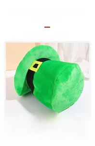Close-up of Saint Patrick's Day leprechaun hat made of premium green gold velvet fabric