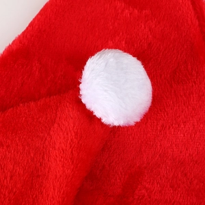Classic plush red Christmas hat with white pom-pom detail for holiday party decoration