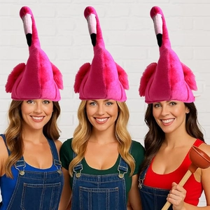 Chapeau de fête flamant rose en peluche pour décorations de Noël et Thanksgiving