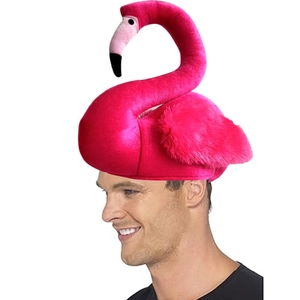 Chapeau de fête flamant rose amusant en peluche avec plumes douces pour Noël et fêtes