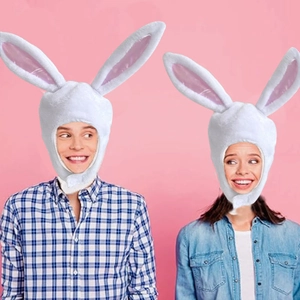 Cute White Plush Bunny Ear Hat Soft Long Rabbit Ear Headgear For Cosplay Easter Christmas Party Photography Props Women Kids