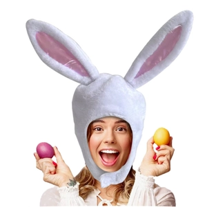 Plush white bunny ear hat costume headwear for photography props and festive parties