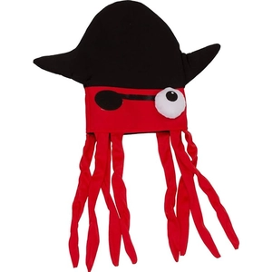 Funny pirate octopus plush hat in red and black for Halloween cosplay and parties