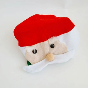 Classic red and white Santa Claus felt party hat for kids with 3D beard detail