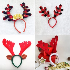 Weihnachten Rentiergeweih Haarreif Buffalo Plaid Schleife Kopfschmuck Für Feiertag Party Deko Damen Kinder Haarschmuck