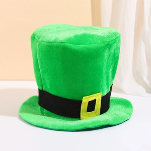 St Patrick's Day Leprechaun Hat Irish Green Fabric Top Hat With Gold Buckle Digital Print Festival Party Wear Decor
