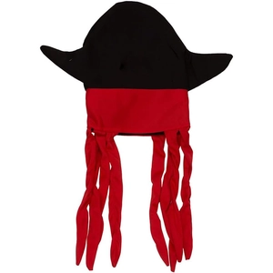 Funny pirate octopus hat costume for Halloween with black skull cap and red head wrap fabric