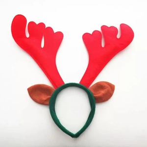 Klassischer roter Rentiergeweih-Haarreif mit grüner Basis für die Weihnachtsfeier