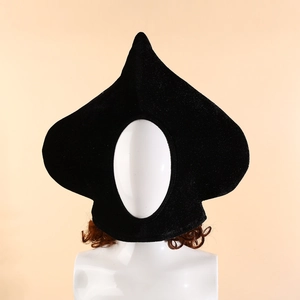Ace Of Spades Hat Funny Black Poker Spade Costume Headwear For Halloween Cosplay Party Prop Flocking Cloth Unisex Accessory
