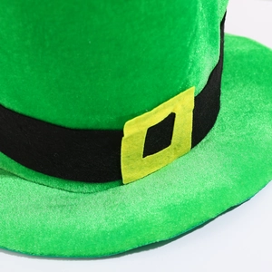 Green St. Patrick's Day Leprechaun hat with black decorative band and yellow buckle