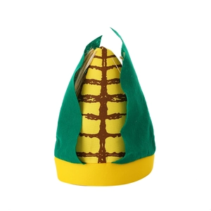 Chapeau de fête créatif en forme de maïs avec tissu jaune et feuilles en feutre vert