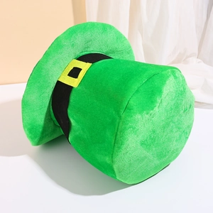 Green St. Patrick's Day leprechaun hat with shamrock print and black buckle band