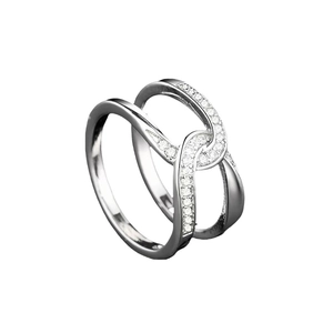 Elegant S925 sterling silver criss cross ring with sparkling pavé cubic zirconia